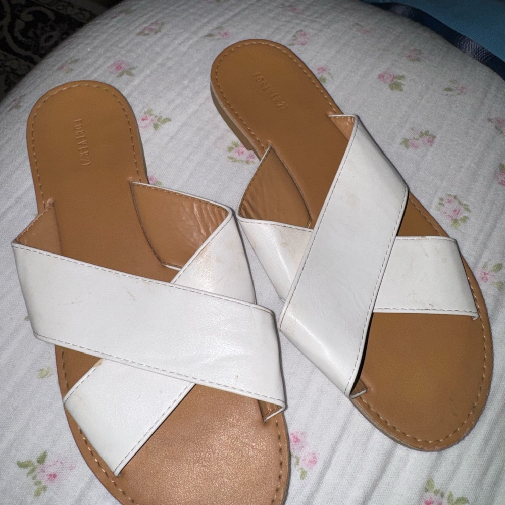 Women's White Slide Sandals